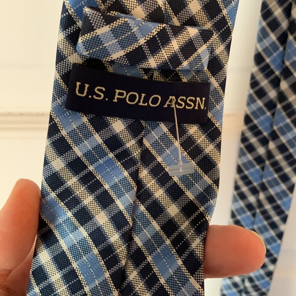NWOT US Polo Association blue & white plaid tie - Picture 4 of 5